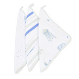 Ocean Cotton Muslin Washcloth Set 3PK