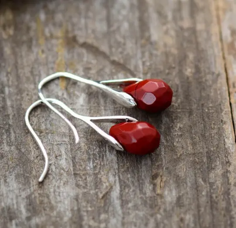 Jasper Drop Earrings Red