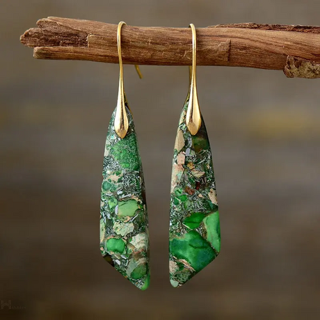 Imperial Jasper Stones Earring - Green