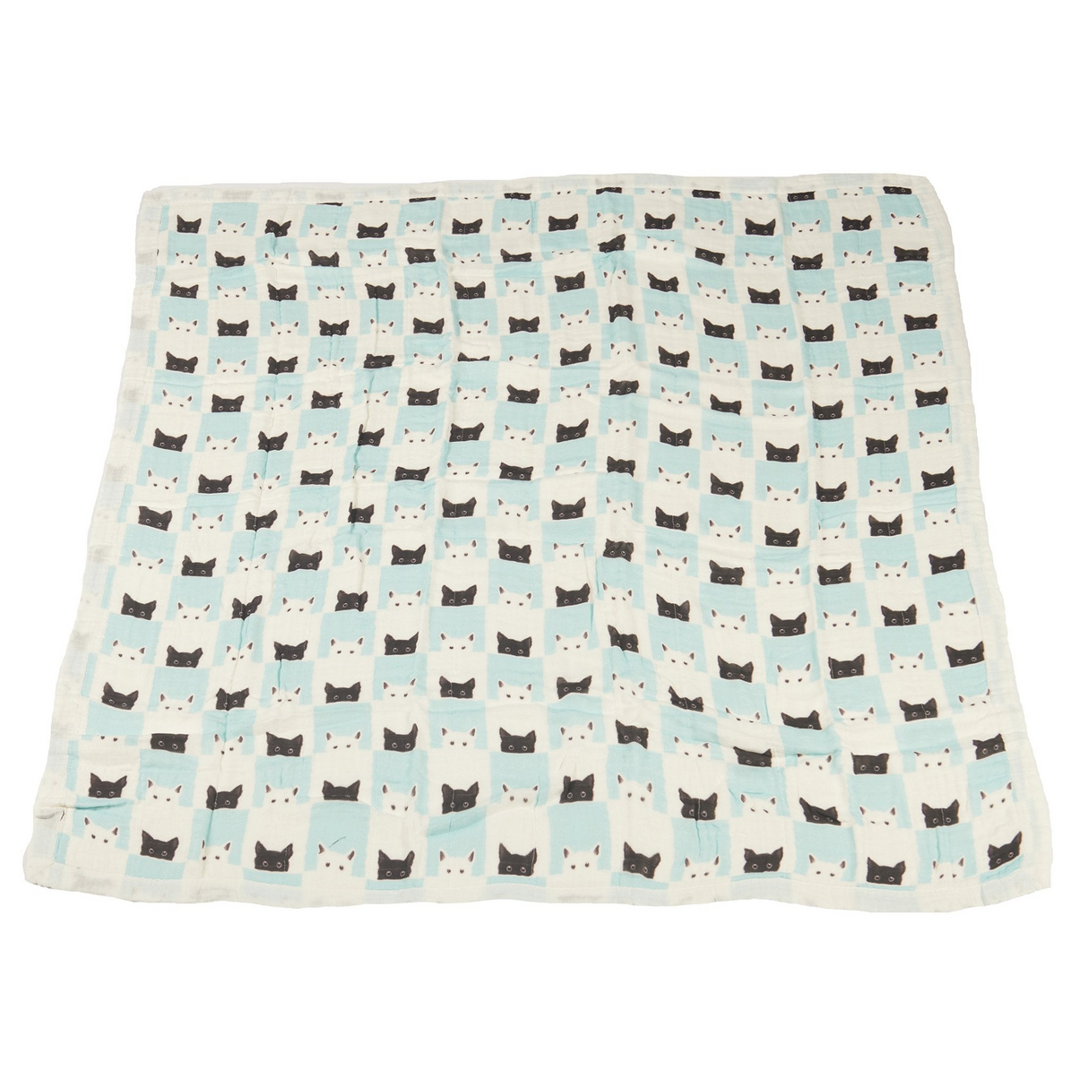 Peek-A-Boo Cats and White Bamboo Muslin Newcastle Blanket