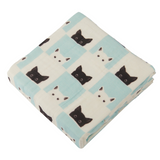 Peek-A-Boo Cats and White Bamboo Muslin Newcastle Blanket