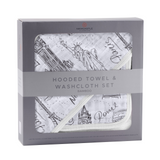 London, Paris, New York Hooded Towel and Washcloth Set