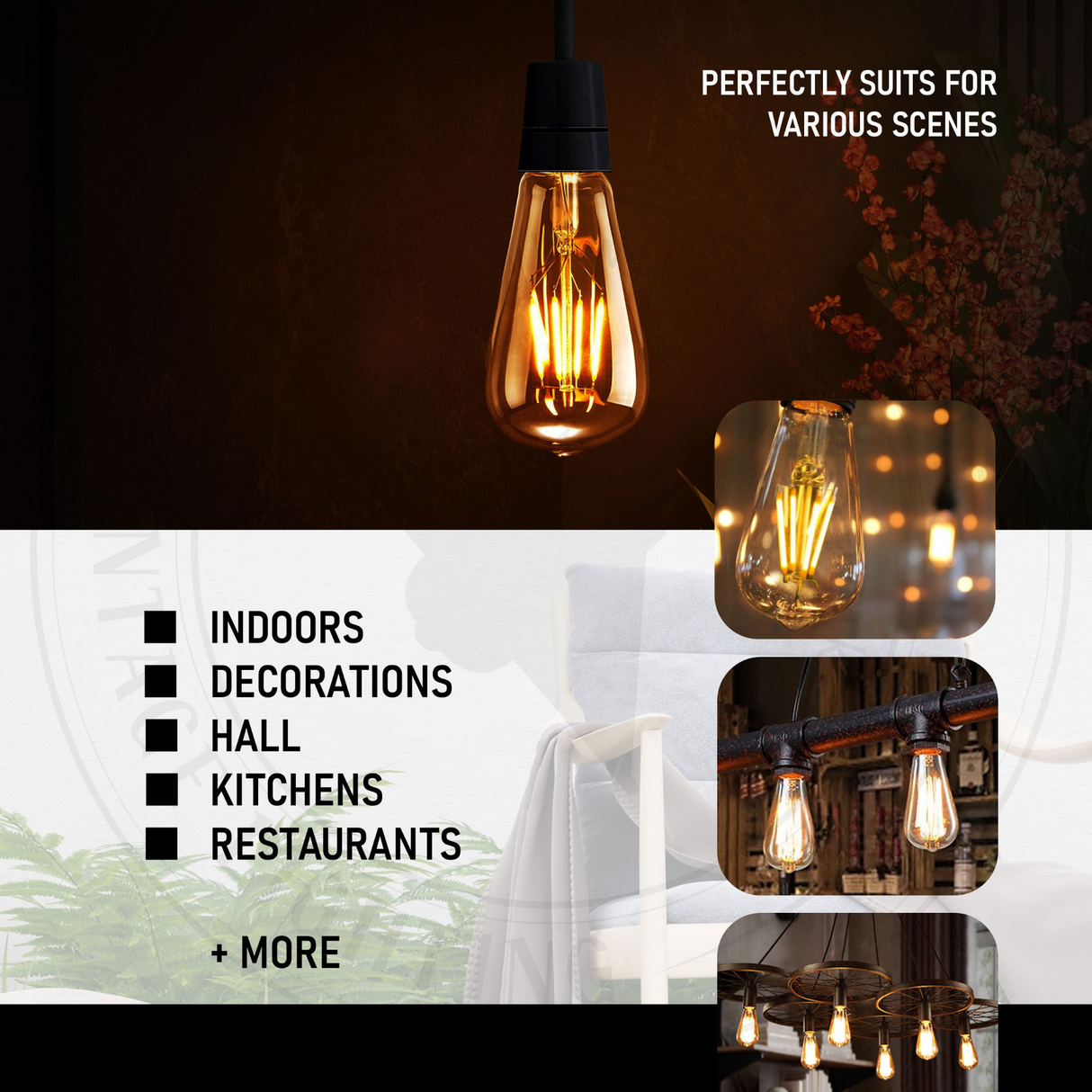 B22 Bayonet 4W Dimmable Classic Filament LED Edison Bulbs Light 3/5 Pack ~3874