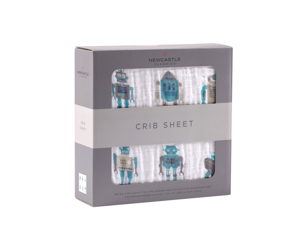 Robot Cotton Muslin Crib Sheet