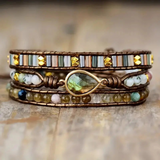 Labradorite & Rhinestone Wrap Bracelet