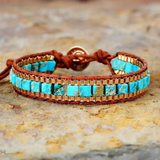 Vintage Gold Chain Turquoise Woven Bracelet