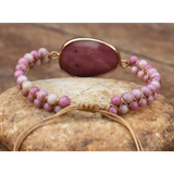 Rhodonite Hand Woven Bracelet