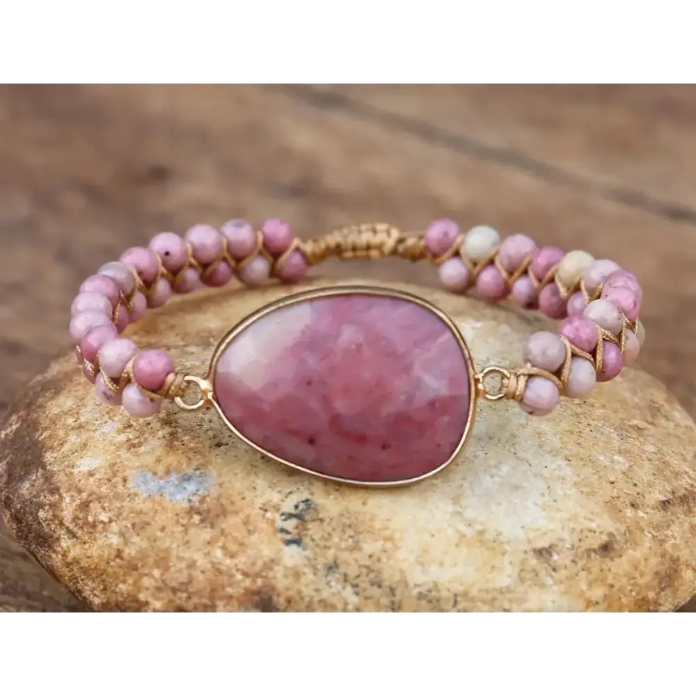 Rhodonite Hand Woven Bracelet