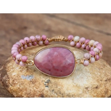 Rhodonite Hand Woven Bracelet