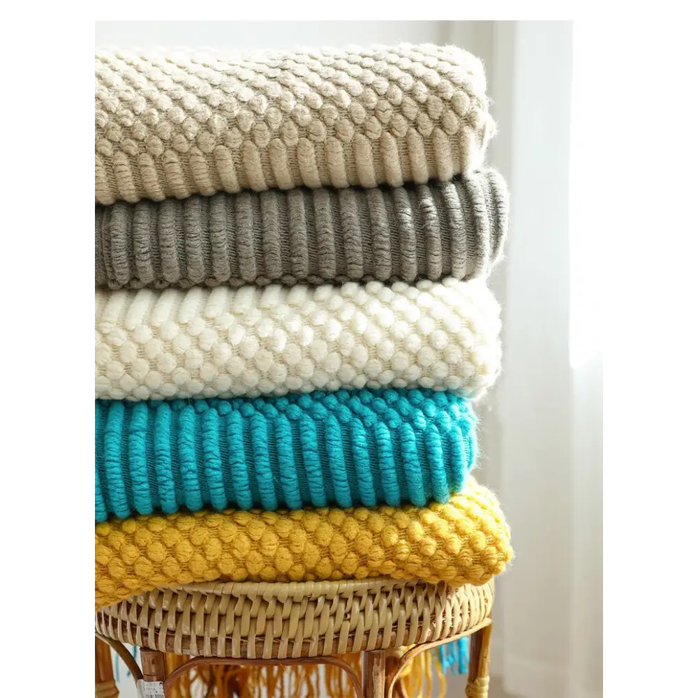 Hand Knitted Tassel Throw Blanket