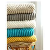 Hand Knitted Tassel Throw Blanket