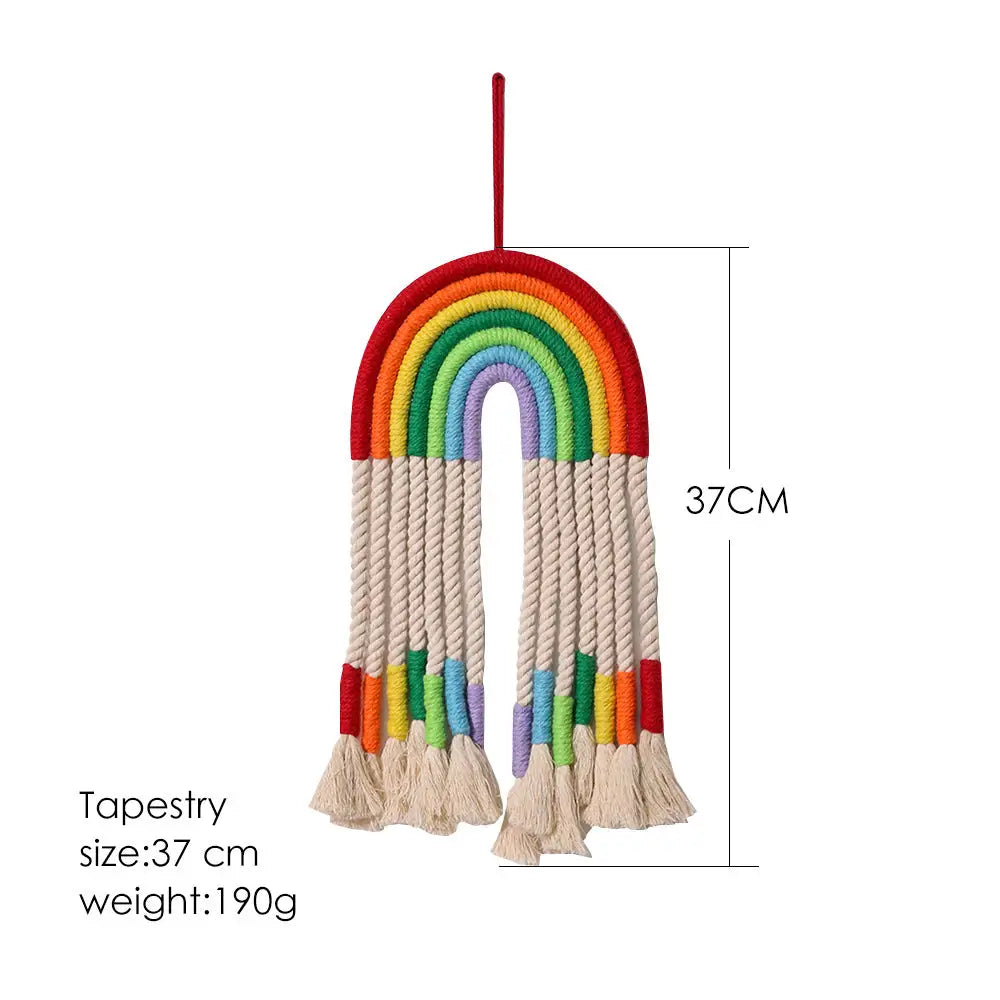 Rainbow Macrame Hand Woven Tapestry