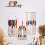 Rainbow Macrame Hand Woven Tapestry