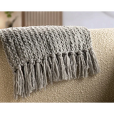 Grey Knitted Throw Blanket