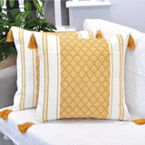 Woven Jacquard Tassel Cushion Cover