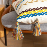 Embroidered Cotton  Fringed Pillowcase