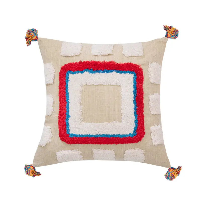 Tassel Tufted Knitted Cushion Cover