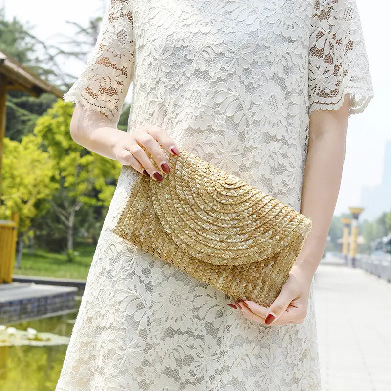 Beach Woven Clutch Bag