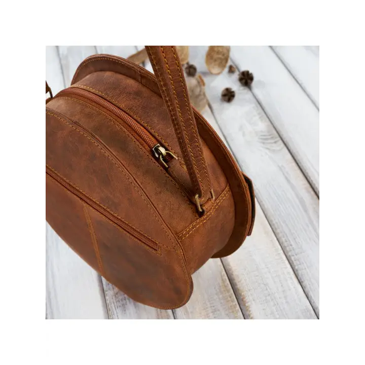 Round Leather Handbag