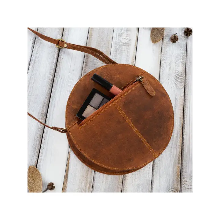 Round Leather Handbag