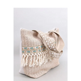 Straw Beach Bag with Fringes