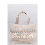 Straw Beach Bag with Fringes