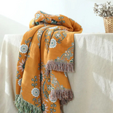 Cotton Gauze Fringed Throw Blanket