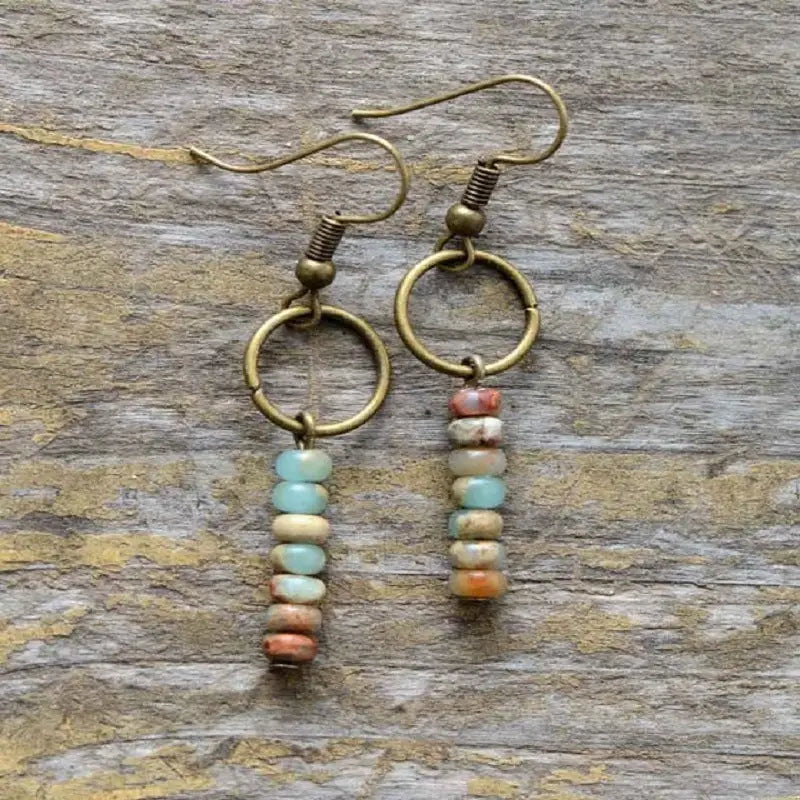 Ethnic Drop Jasper Earrings