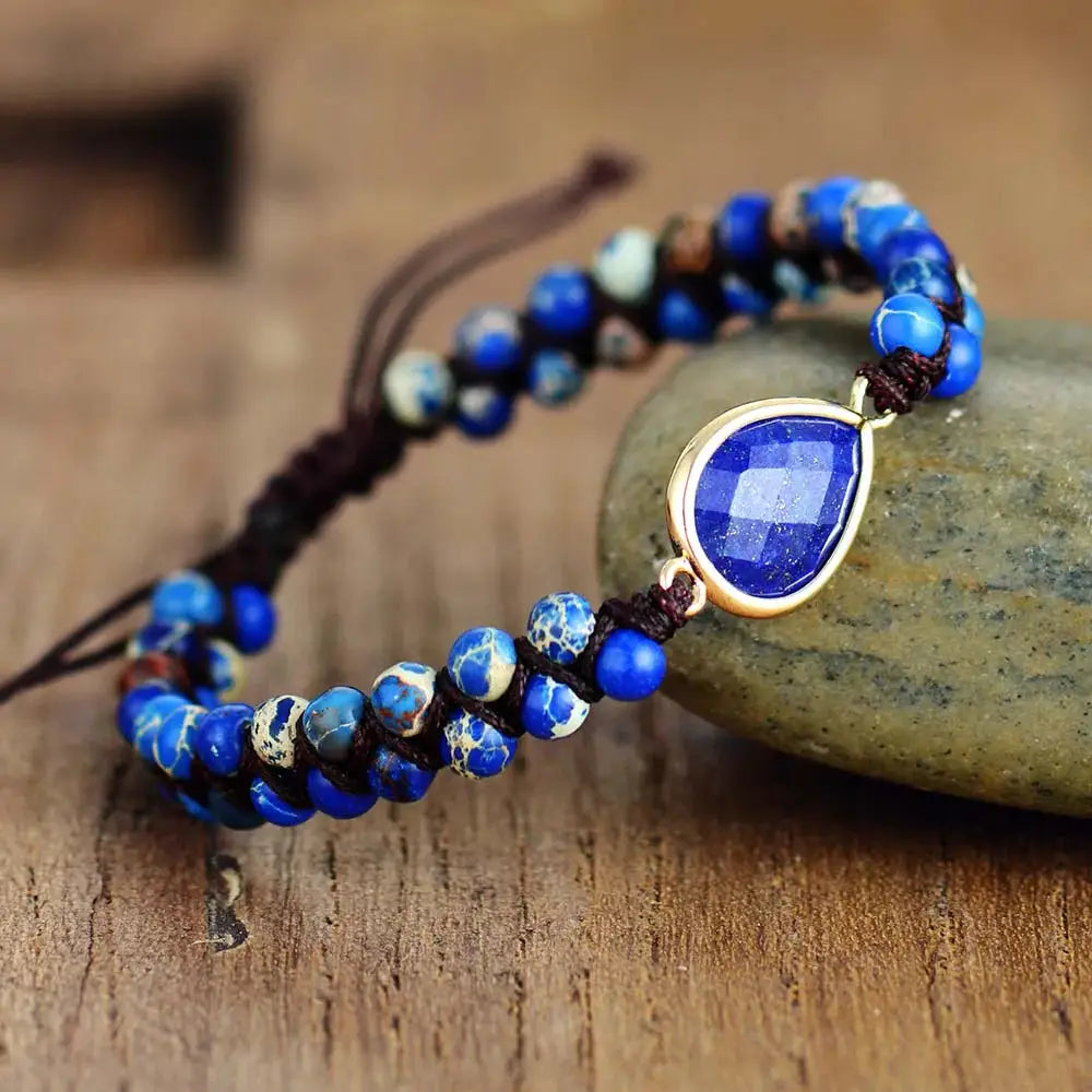 Lapis Lazuli Teadrop Charm Bracelet