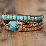 Vintage Gold Line Turquoise Statement Bracelet