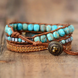 Vintage Gold Line Turquoise Statement Bracelet