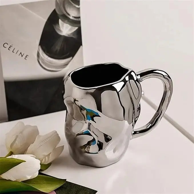 Silver Cup-Shaped Ceramic Vase