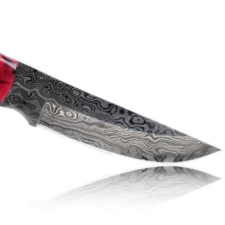 YUMA Damascus Steel Skinner Knife 5 inch blade with Original Cow leather sheath