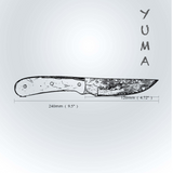 YUMA Damascus Steel Skinner Knife 5 inch blade with Original Cow leather sheath