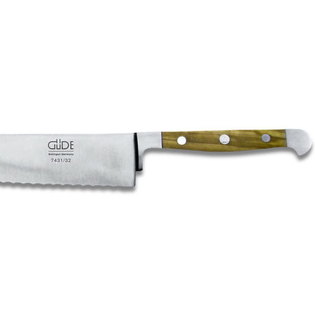 ALPHA OLIVE | Bread Knife Franz Dude 12.5 " Right hand version | Forged steel / Olive Wood Handle