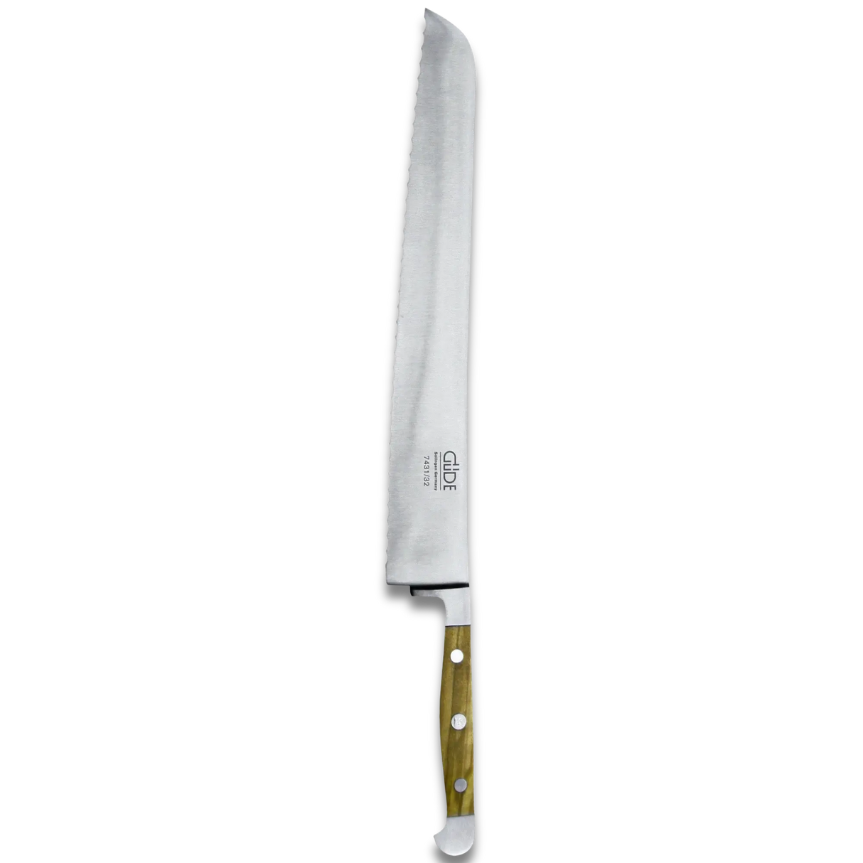 ALPHA OLIVE | Bread Knife Franz Dude 12.5 " Right hand version | Forged steel / Olive Wood Handle