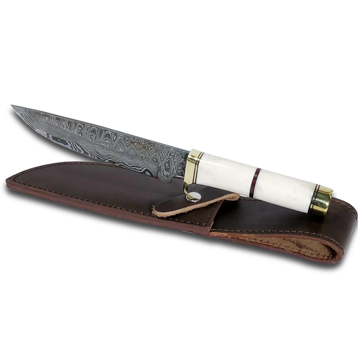 Haruto Bowie Knife - Camel Bone Handle 7.5 inch with Original leather Sheath