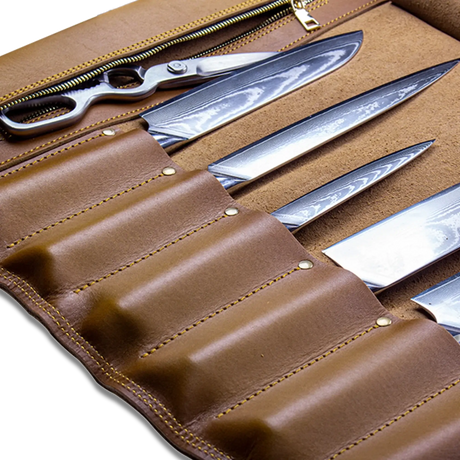 Ginza Steel Full Grain Leather | Vagabond Knife Roll