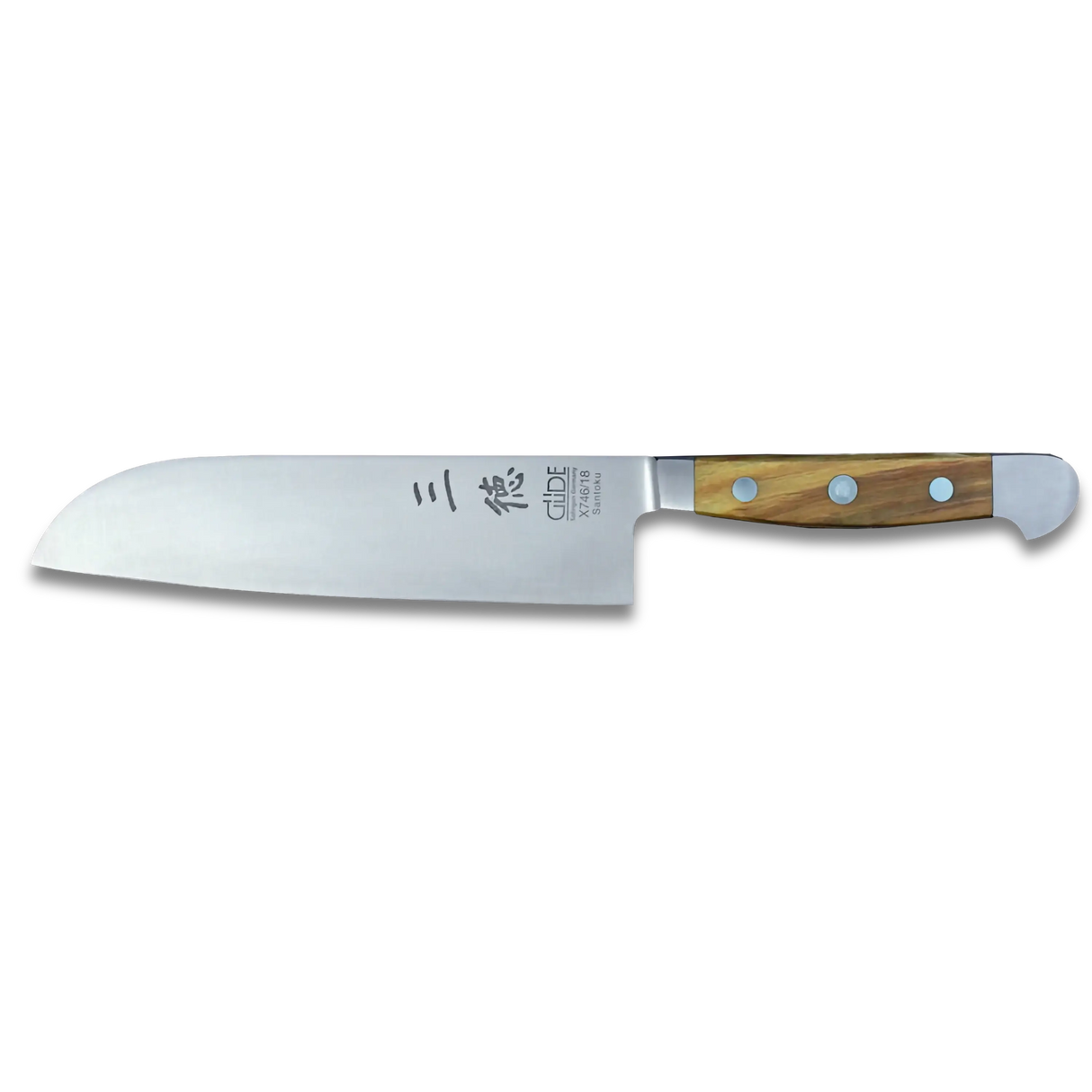 ALPHA OLIVE | Santoku Knife Smooth Blade 7 inch | Forged Steel / Olive wood handle