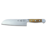 ALPHA OLIVE | Santoku Knife Smooth Blade 7 inch | Forged Steel / Olive wood handle