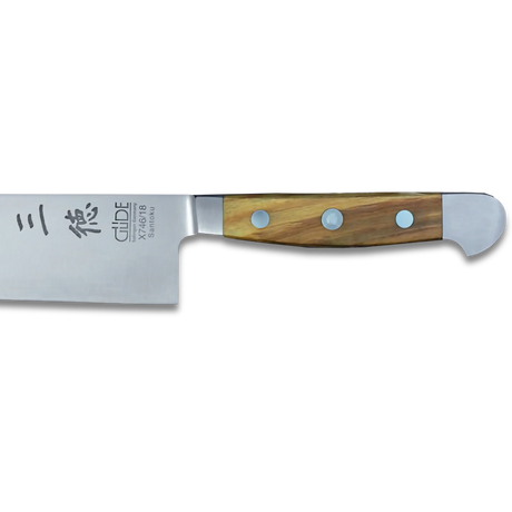 ALPHA OLIVE | Santoku Knife Smooth Blade 7 inch | Forged Steel / Olive wood handle