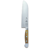 ALPHA OLIVE | Santoku Knife Smooth Blade 7 inch | Forged Steel / Olive wood handle