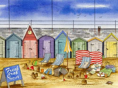 Art Print Beach Huts x 3