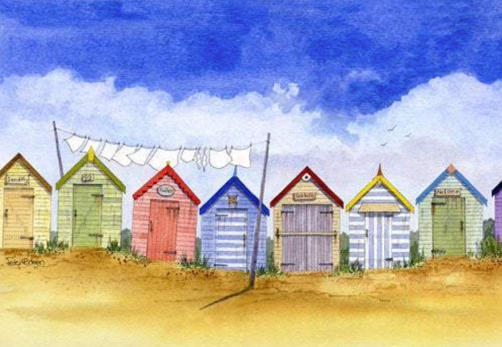 Art Print Beach Huts x 3