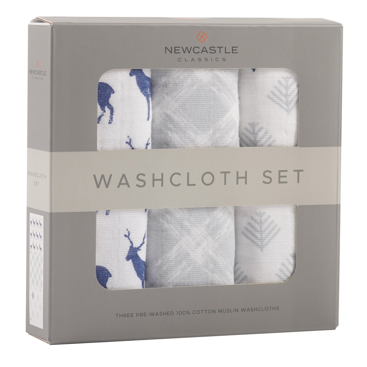 Blue Deer Cotton Washcloth Set 3PK