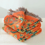 Cotton Gauze Fringed Throw Blanket