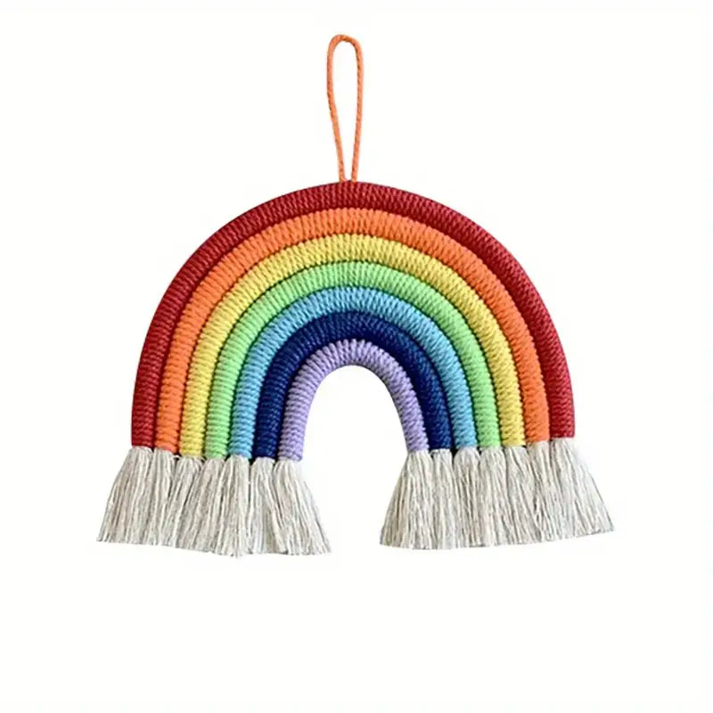 Nursery Macrame Wall Hanging Rainbow Pendant