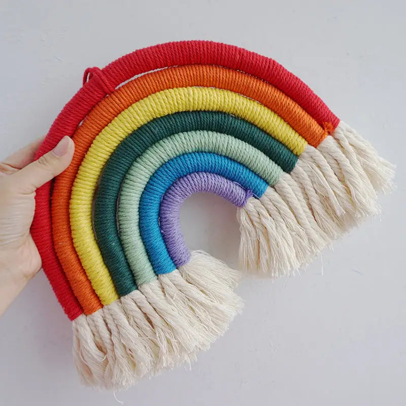 Nursery Macrame Wall Hanging Rainbow Pendant