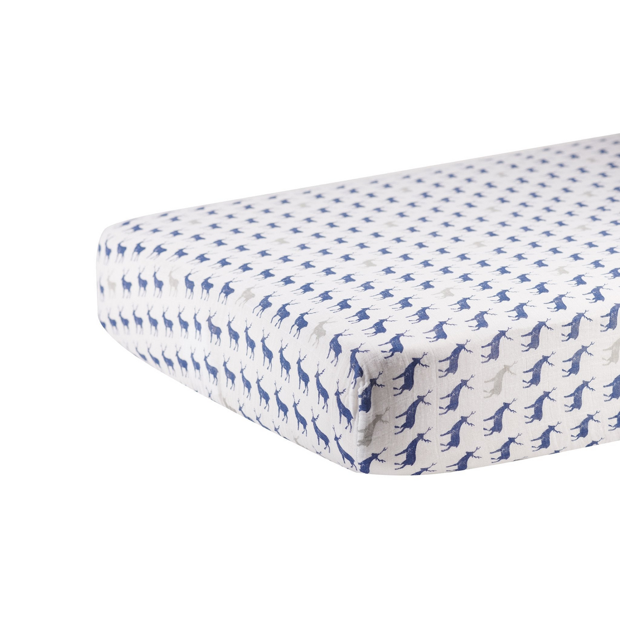 Blue Deer Cotton Muslin Crib Sheet