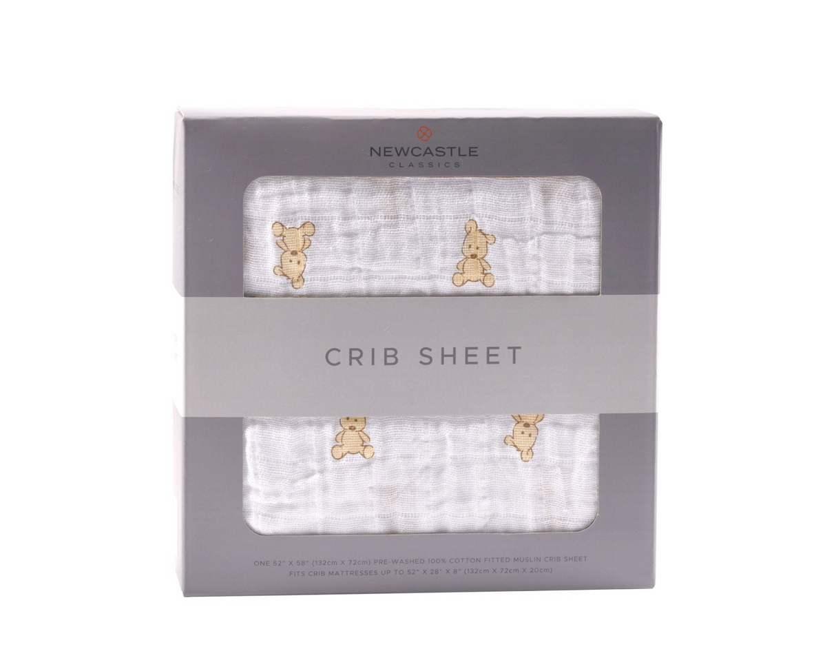 Teddy Bear Cotton Muslin Crib Sheet